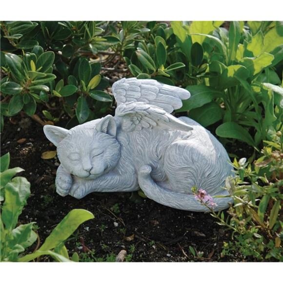 Cat Angel Pet Memorial Grave Marker Tribute Statue, 10" Wide, 5" Deep, 5" High - Picture 5 of 6